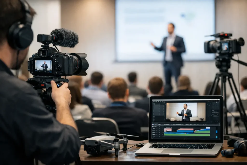 Cobertura audiovisual de palestras bem feita